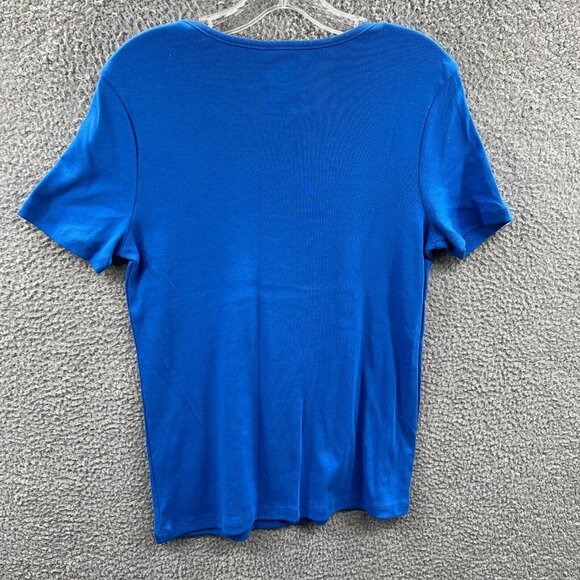 Time and Tru Womens Top Medium‎ 8/10 Blue Pullover Short Sleeve Shirt Lot of 2 - Picture 8 of 11